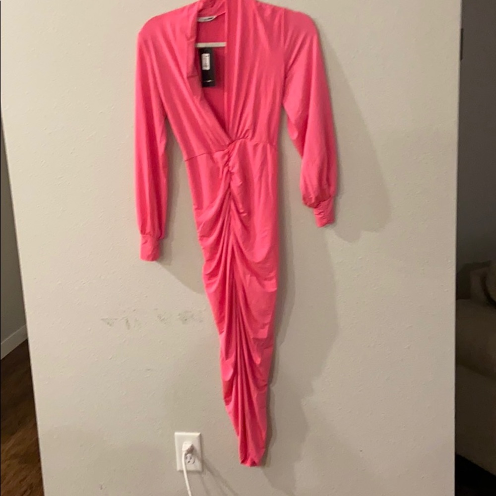 Pink ruched dress